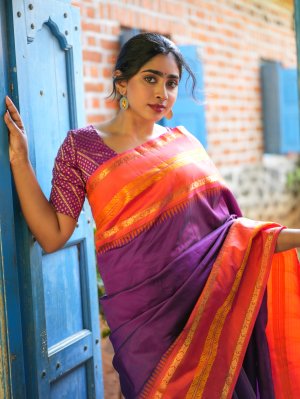 orange and purple blouse
