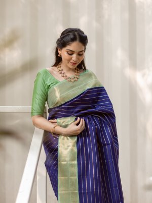 Dark blue shop kanjeevaram saree