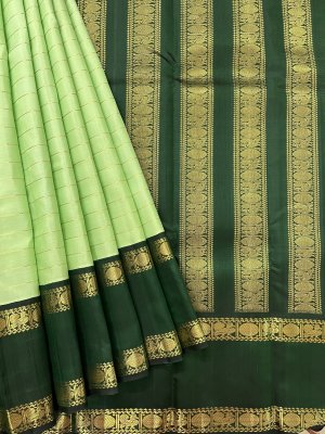 Green Kanjeevaram Silk Saree With Dark Green Border