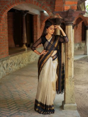 Cream And Olive Green Designer Silk Sarees at Rs 1299 | Designer Silk Saree  in Surat | ID: 12424068312