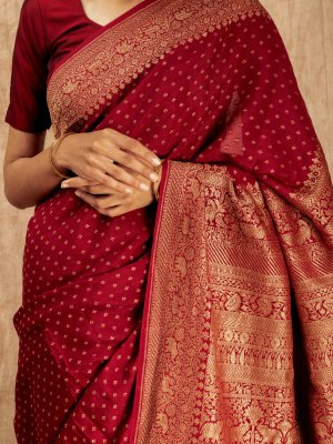 Buy Mimosa Women's Mysore Silk Crepe Saree with Blouse Piece -5354-2781-SD- RED Online In India At Discounted Prices