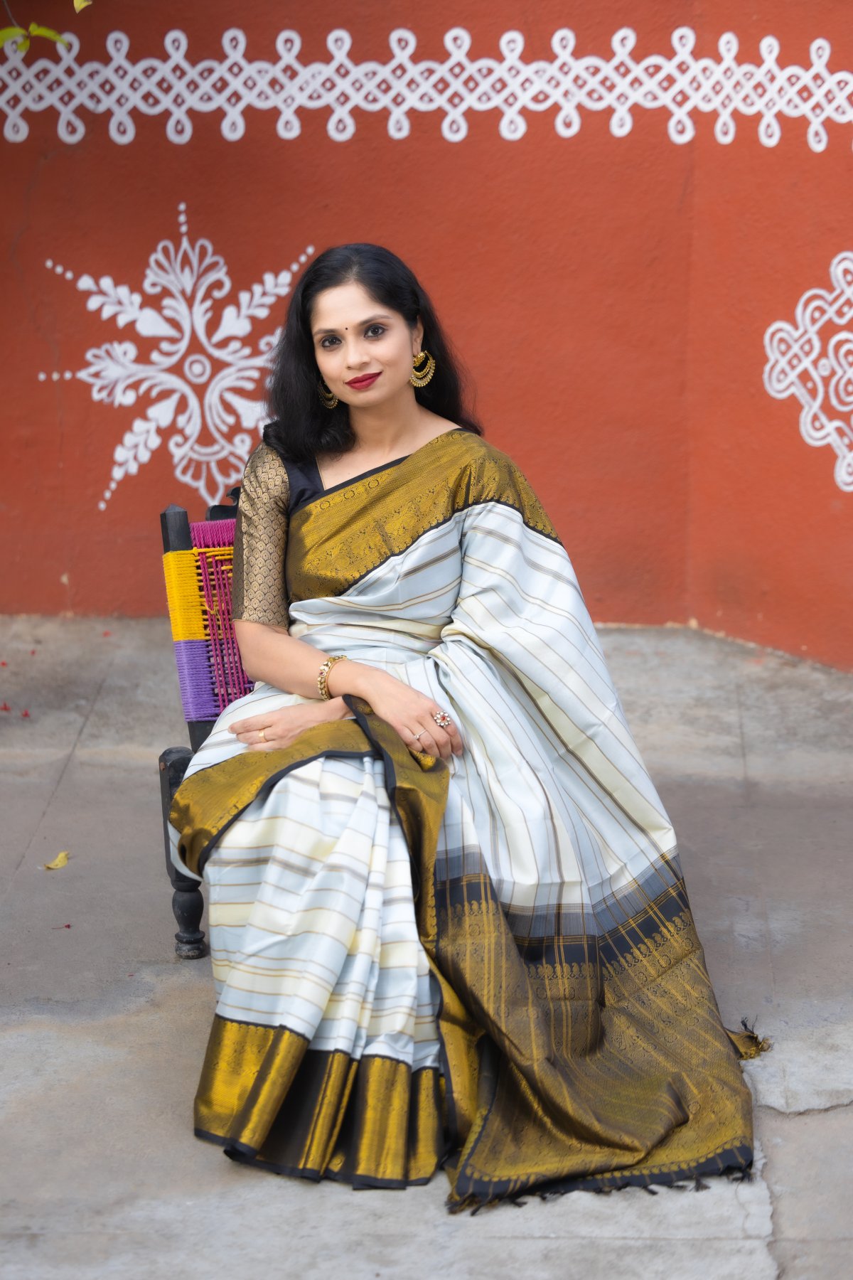 Yellow Kanjeevaram Silk Saree With Red Korvai Border - Tulsi Weaves