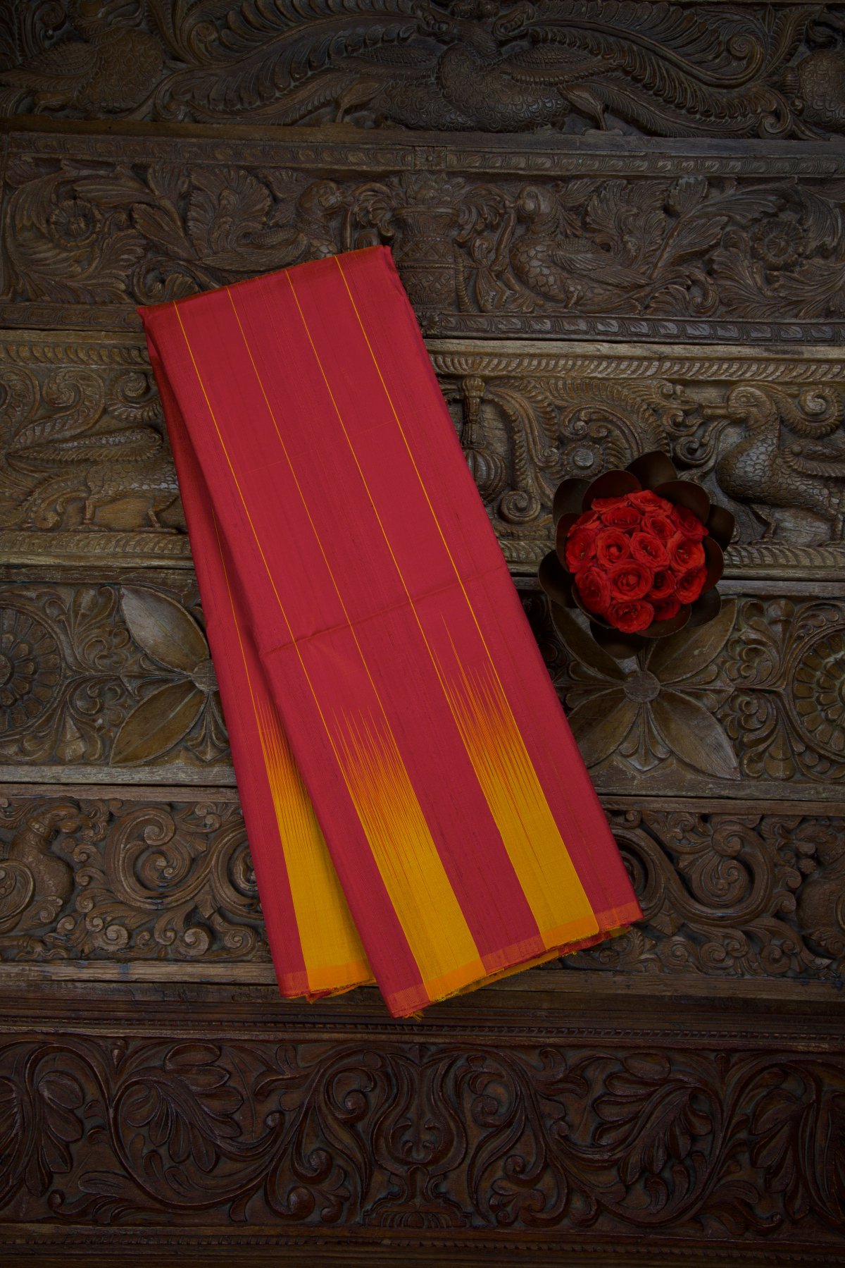 Radiant Orange and Pink Silk Saree