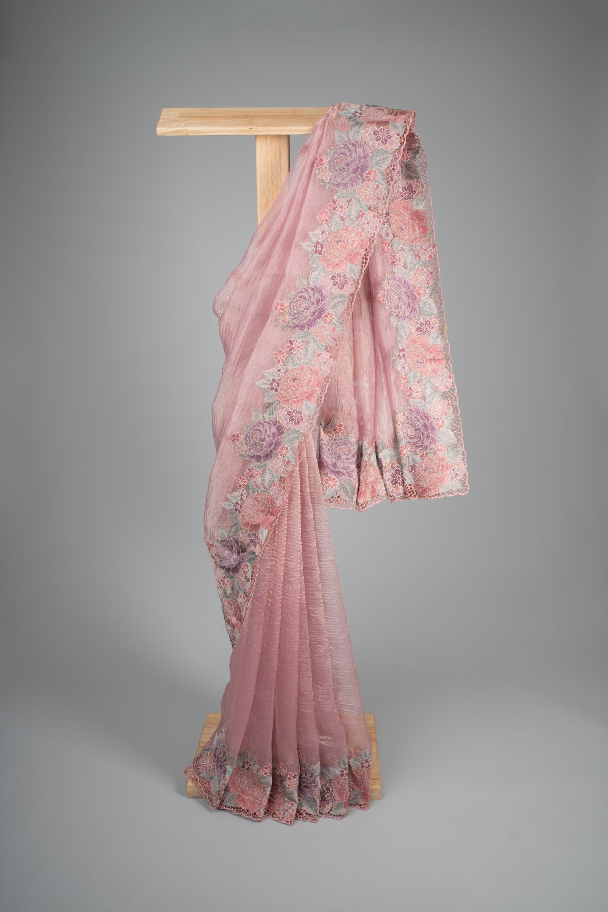 Radiate Elegance With Our Light Pink Tissue Organza Silk Saree Tulsi