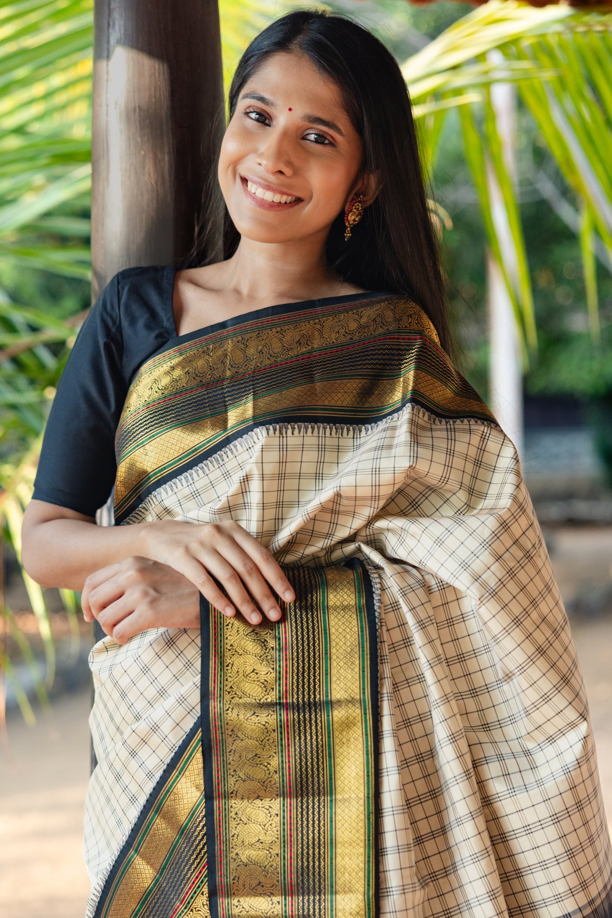 Off-White Kanjeevaram Silk Saree shop this saree from tulsi weaves