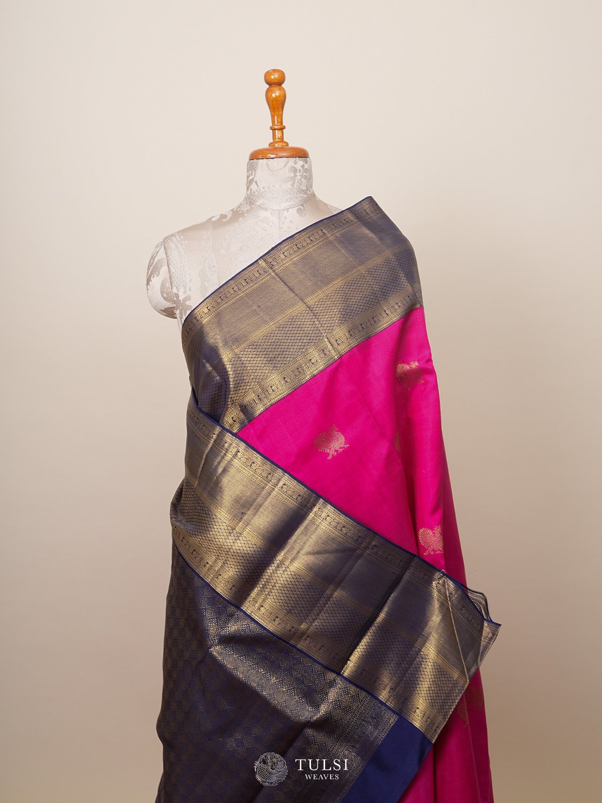 Blue Korvai Semi Silk Saree with Tassels & Maggam Work