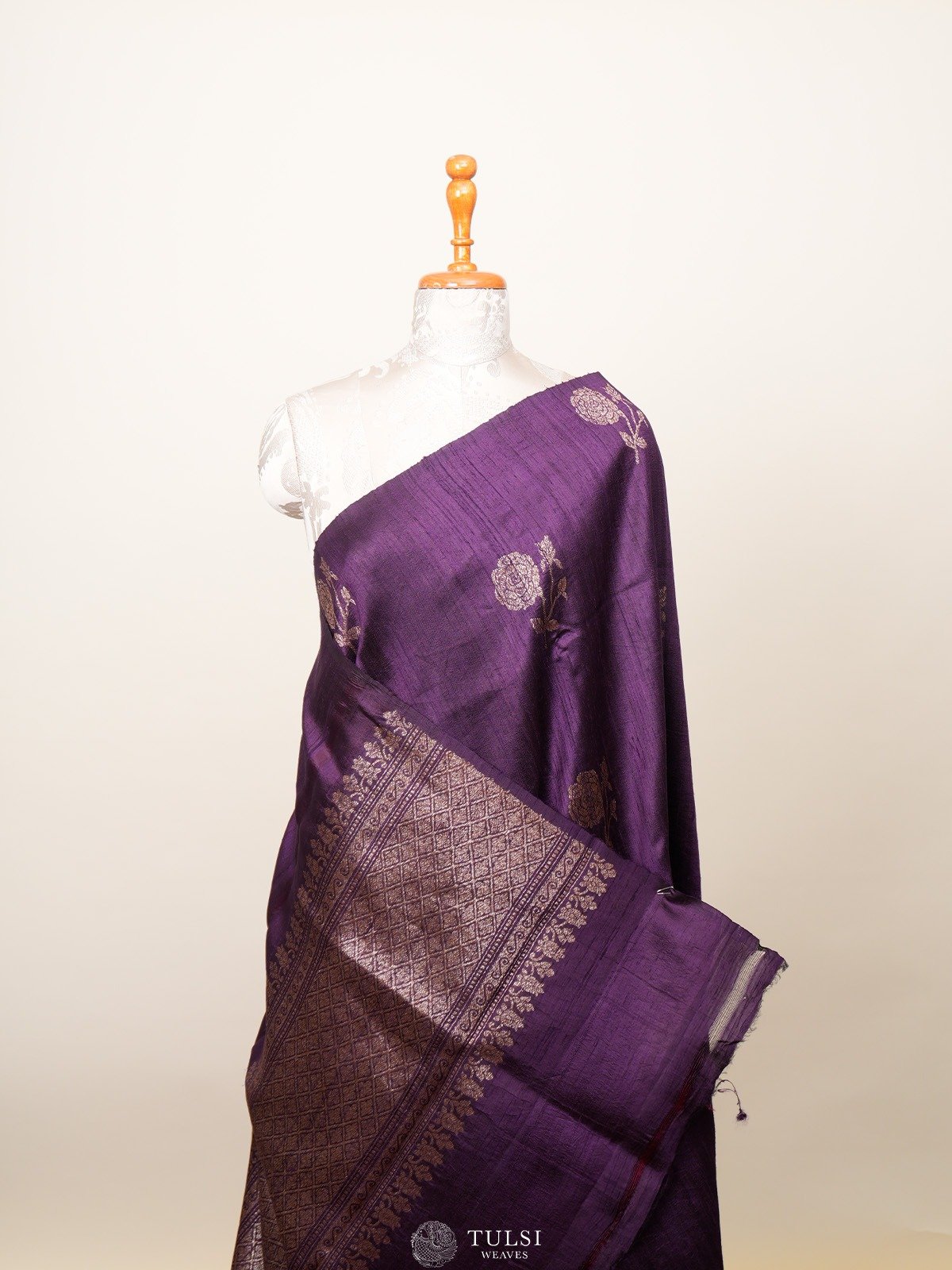 Violet Banaras Tussar Silk Saree