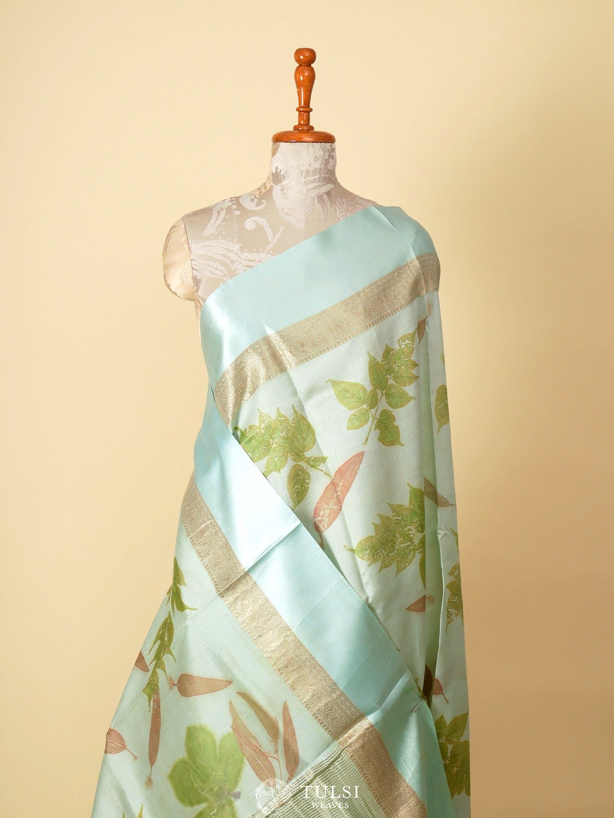 Light Blue Munga Tussar Silk Saree