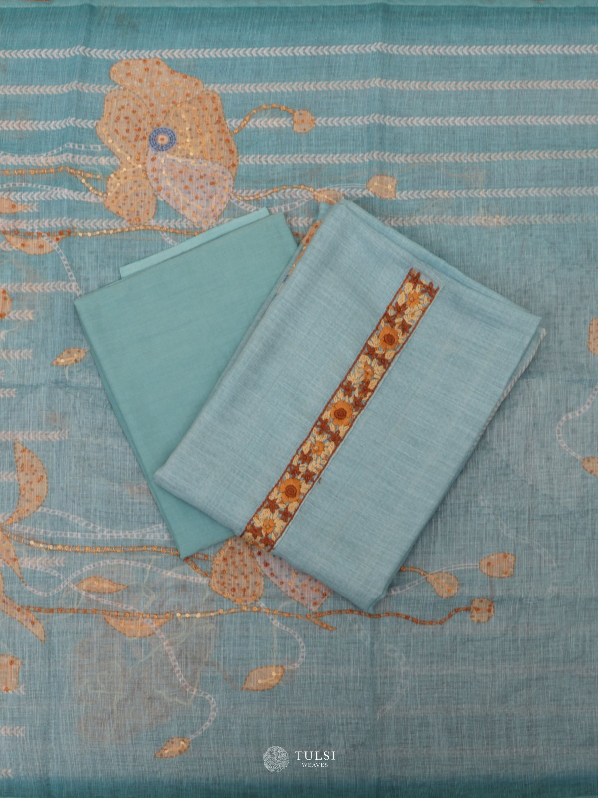 Blue Linen Salwar Material