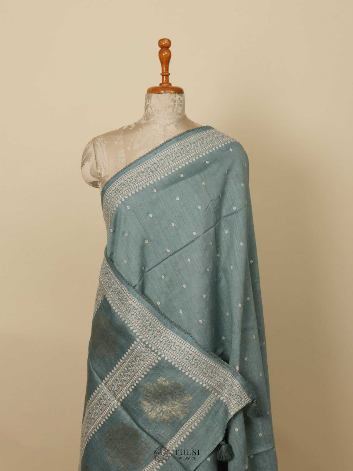 Blue Munga Tussar Silk Saree