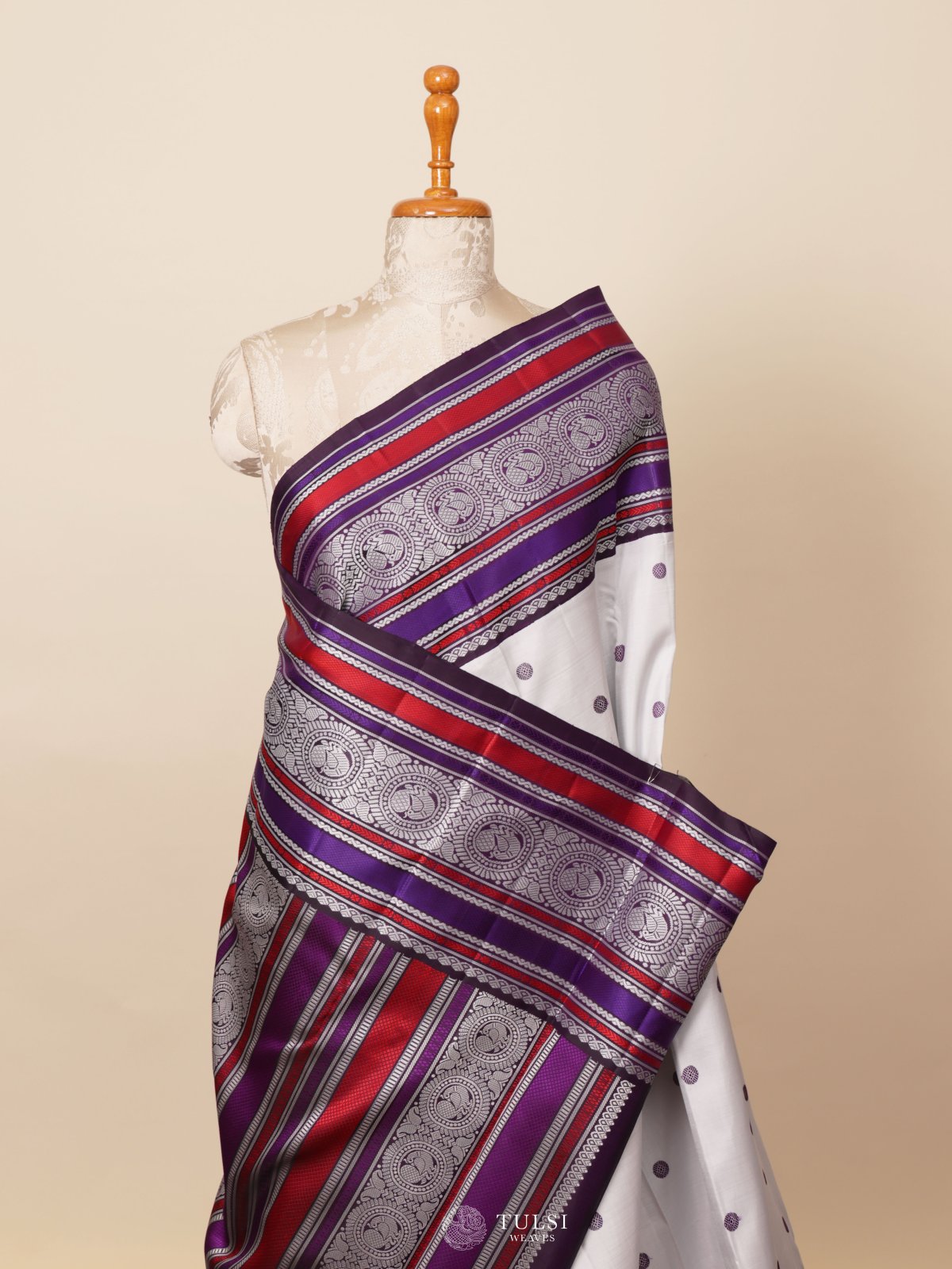 Light Grey Kanjeevaram Silk Saree