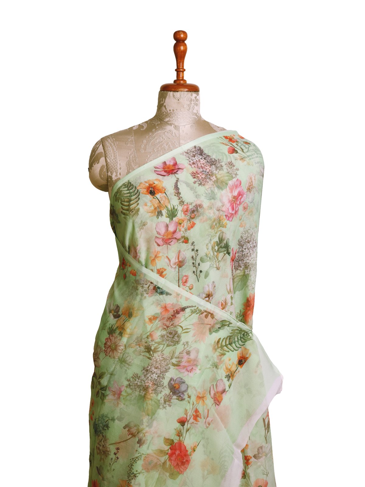 Light Green Printed Chiffon Saree