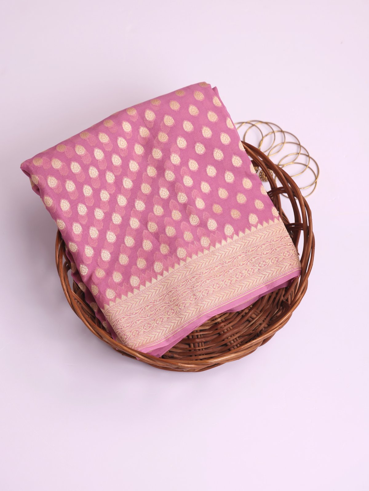 Lilac Banaras Georgette Silk Saree