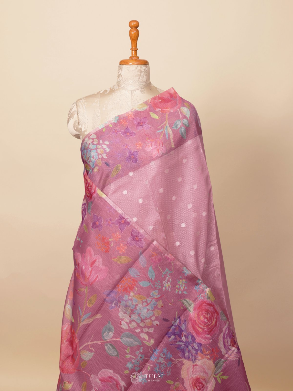 Lavender Semi Kota Saree