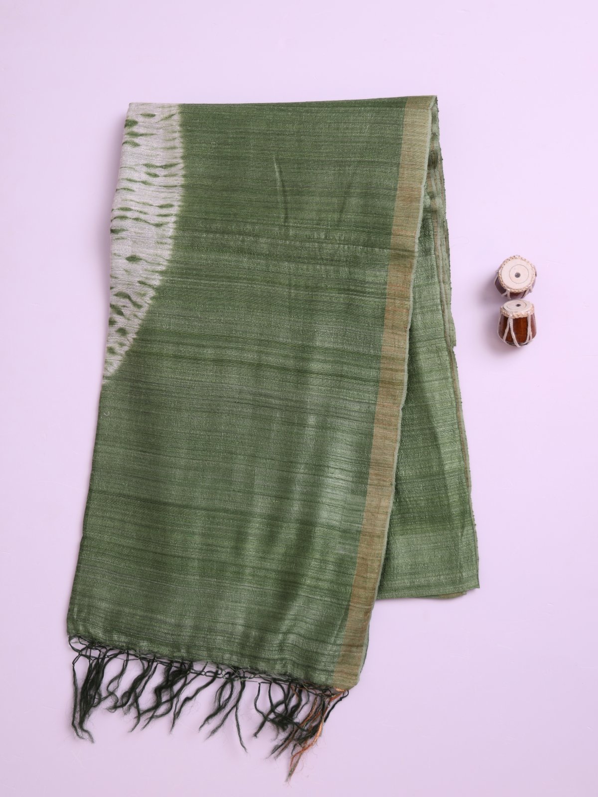 Light Olive Green Kora Jute Saree