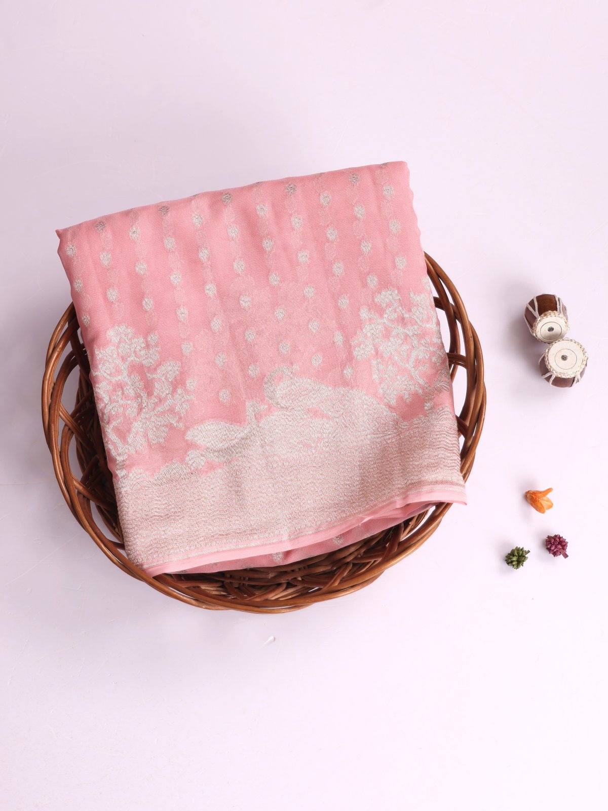 Dusty Pink Banaras Georgette Silk Saree