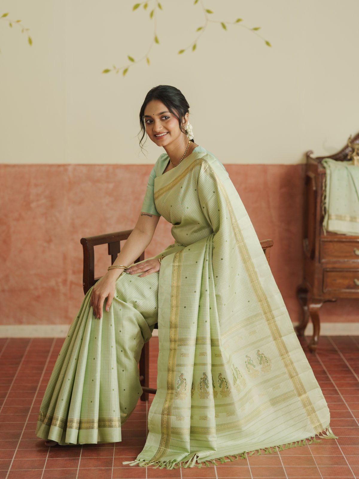 Vintage 93 - Light Elaichi Green Kanjeevaram Silk Saree