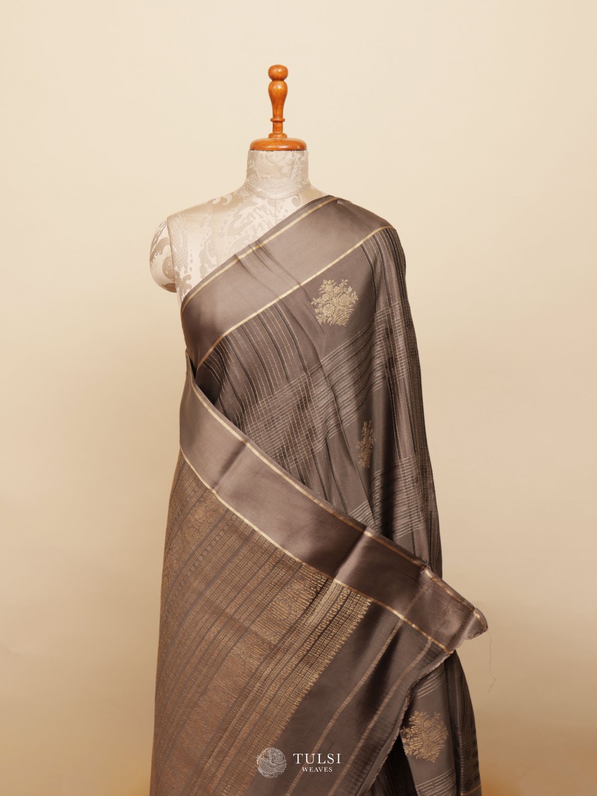 Grey Mysore Silk Saree