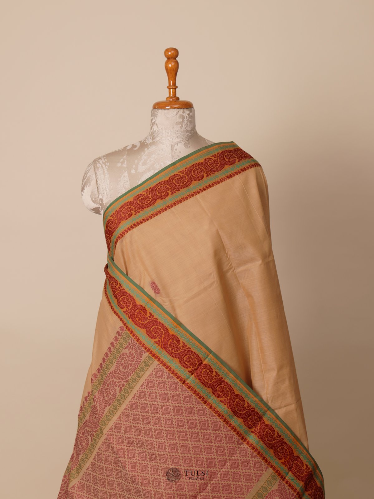 Dark Beige Kanchi Cotton Saree