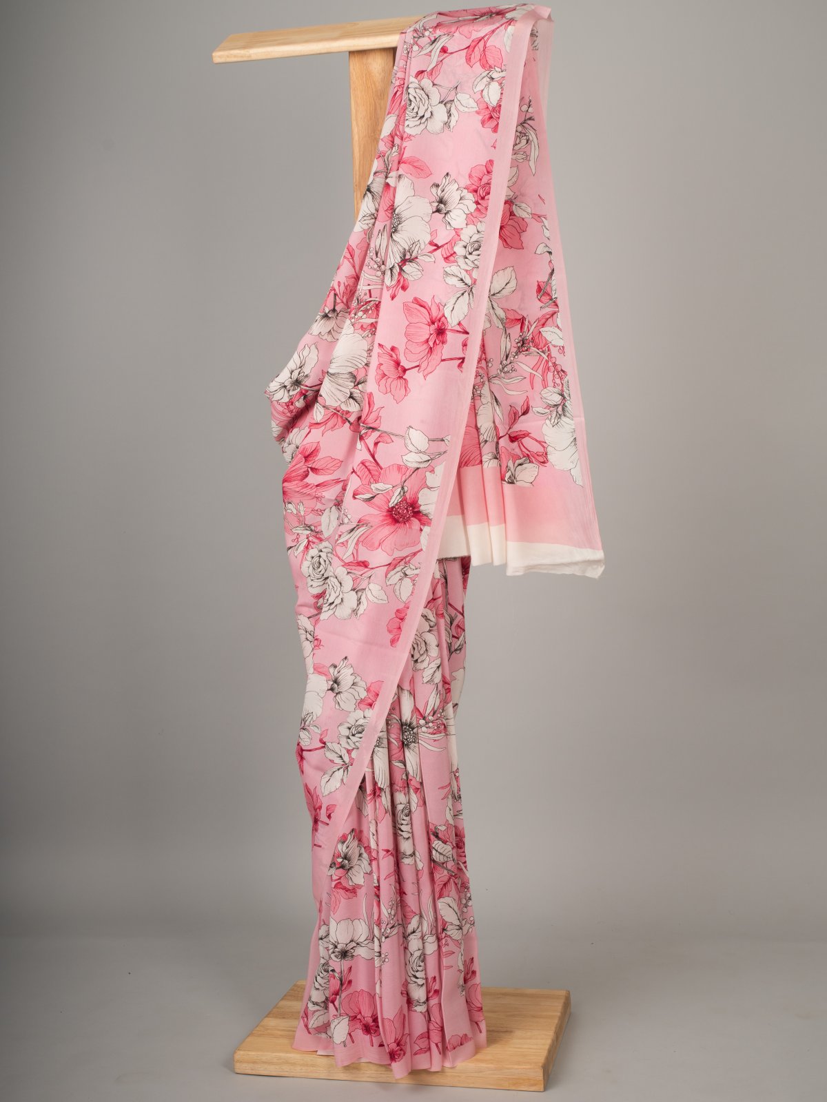 Blush Pink Crepe Silk Readymade/Easy Saree