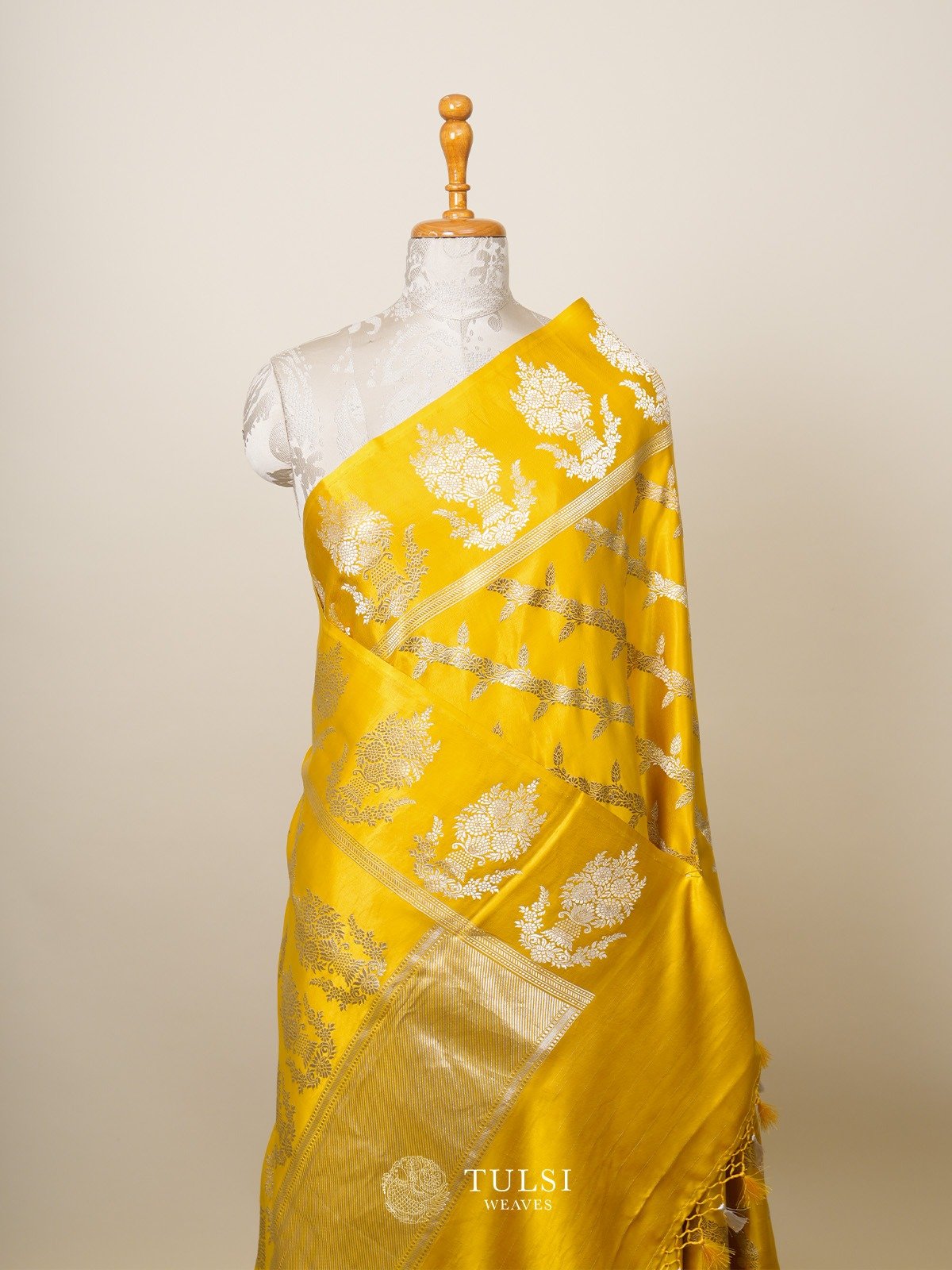 Yellow Mashru Silk Saree