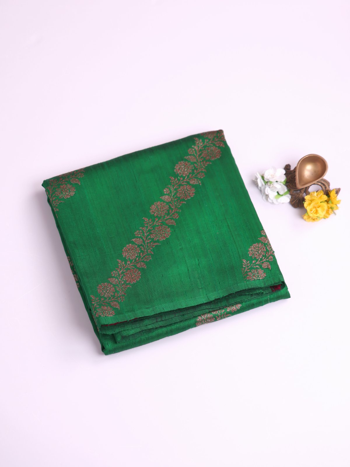 Emerald Green Banaras Tussar Silk Saree