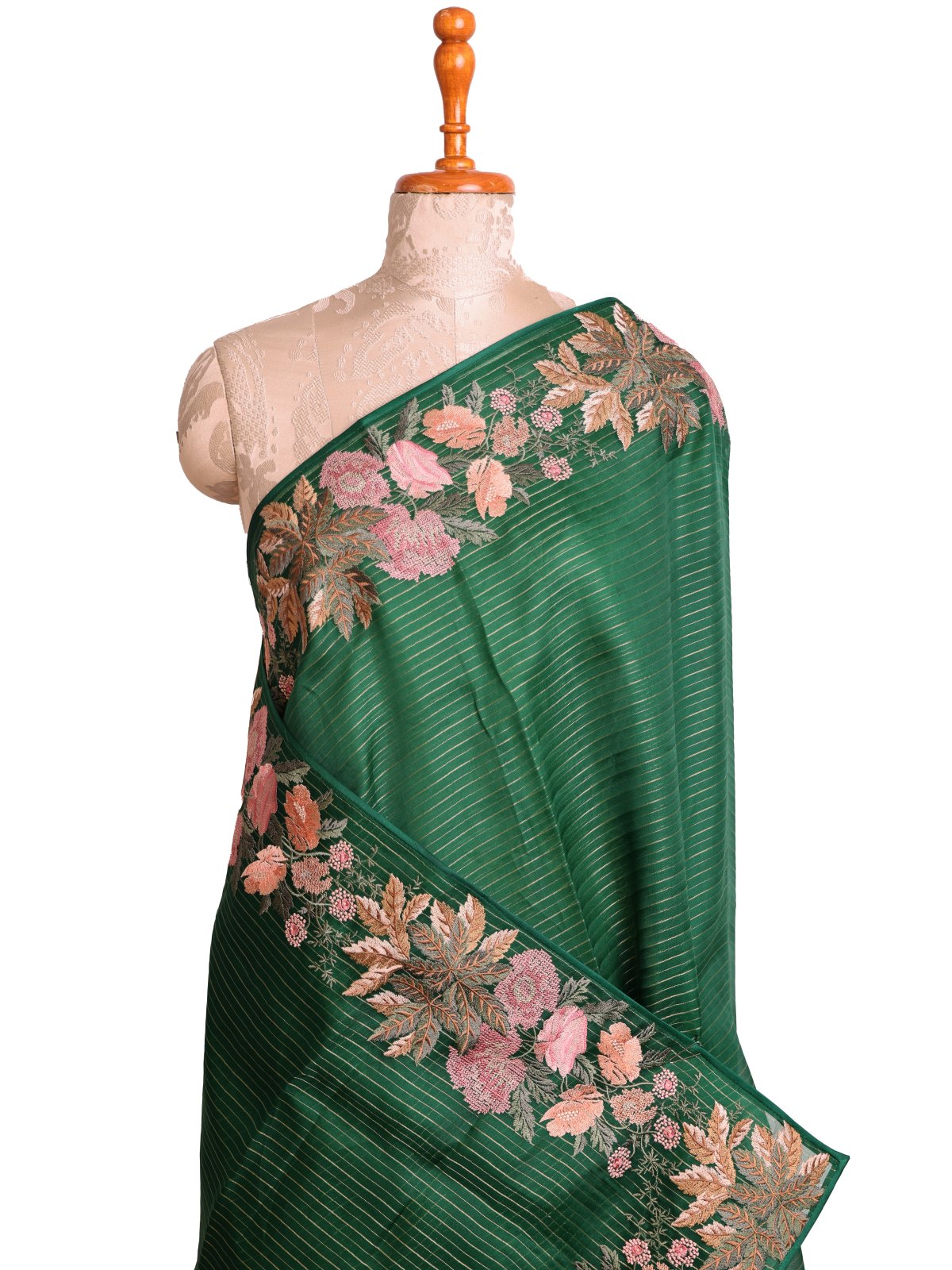 Green Organza Embroidery Silk Saree