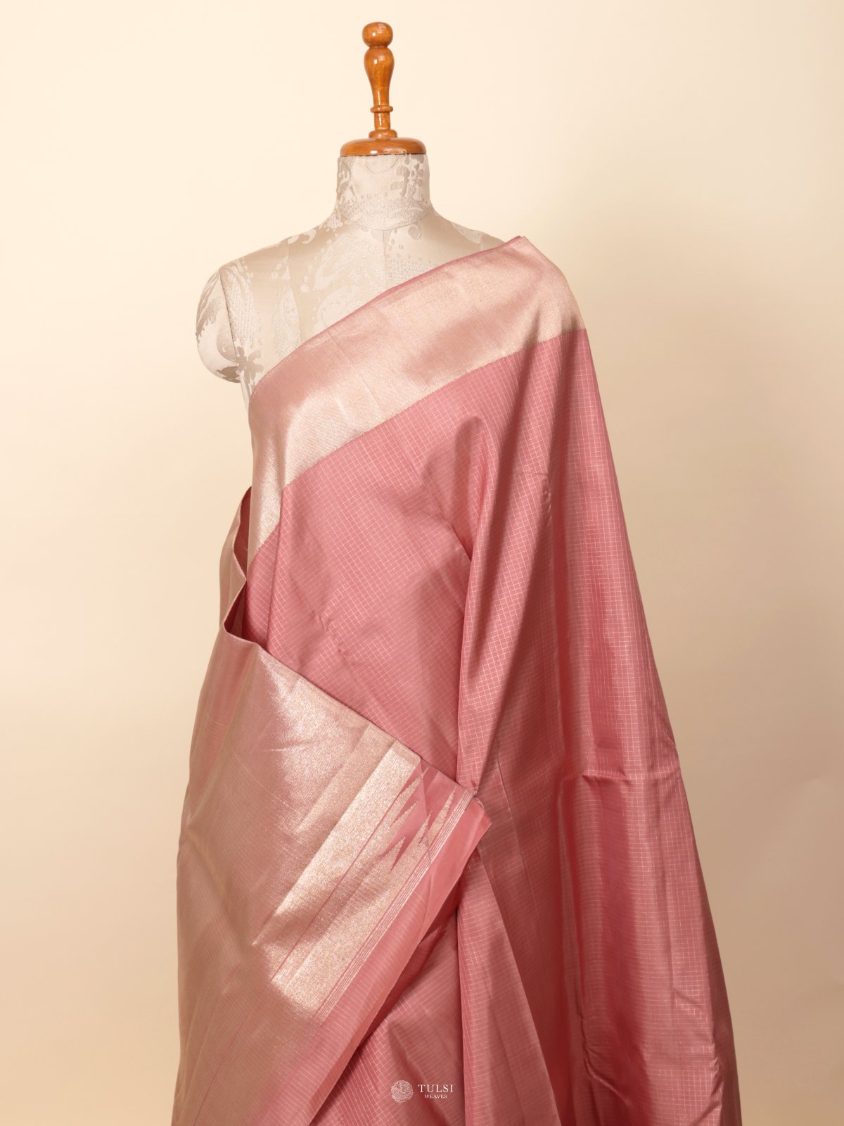 Dusty Pink Kanjeevaram Silk Saree