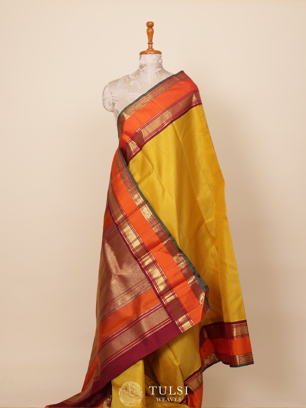 Yellowish Green Kanjeevaram Silk Saree 