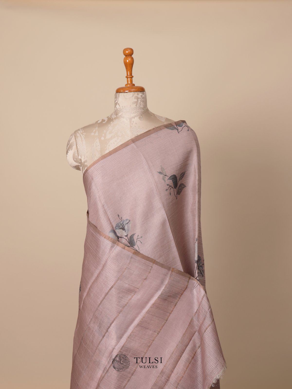 light dusty pink Printed Tussar