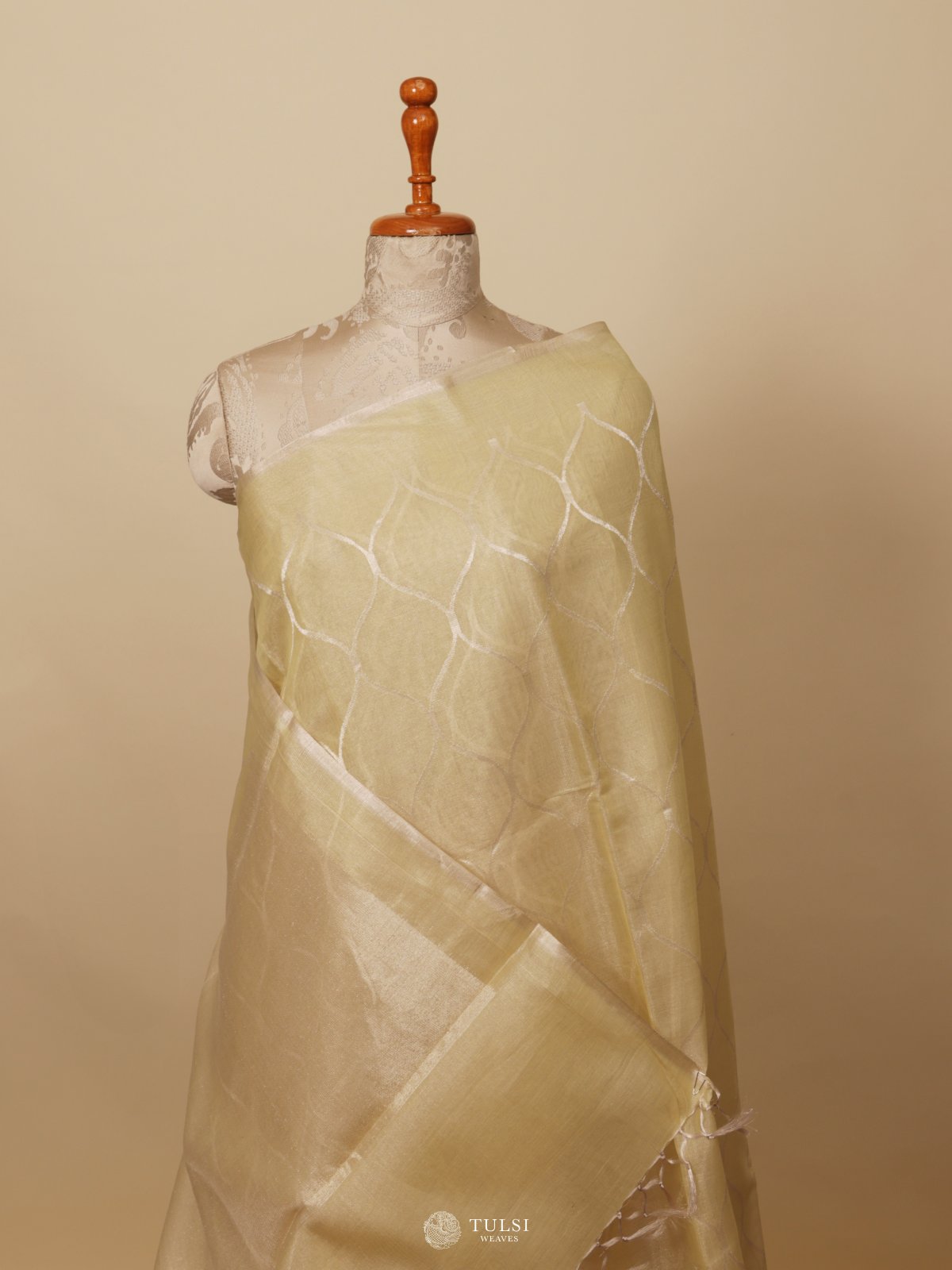 Light Yellow Chanderi Silk Saree