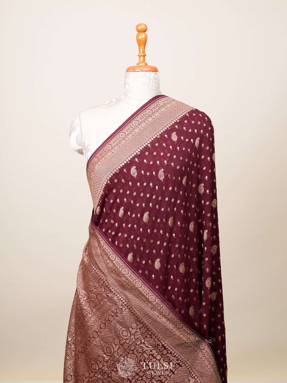 Brown Banaras Georgette Saree 