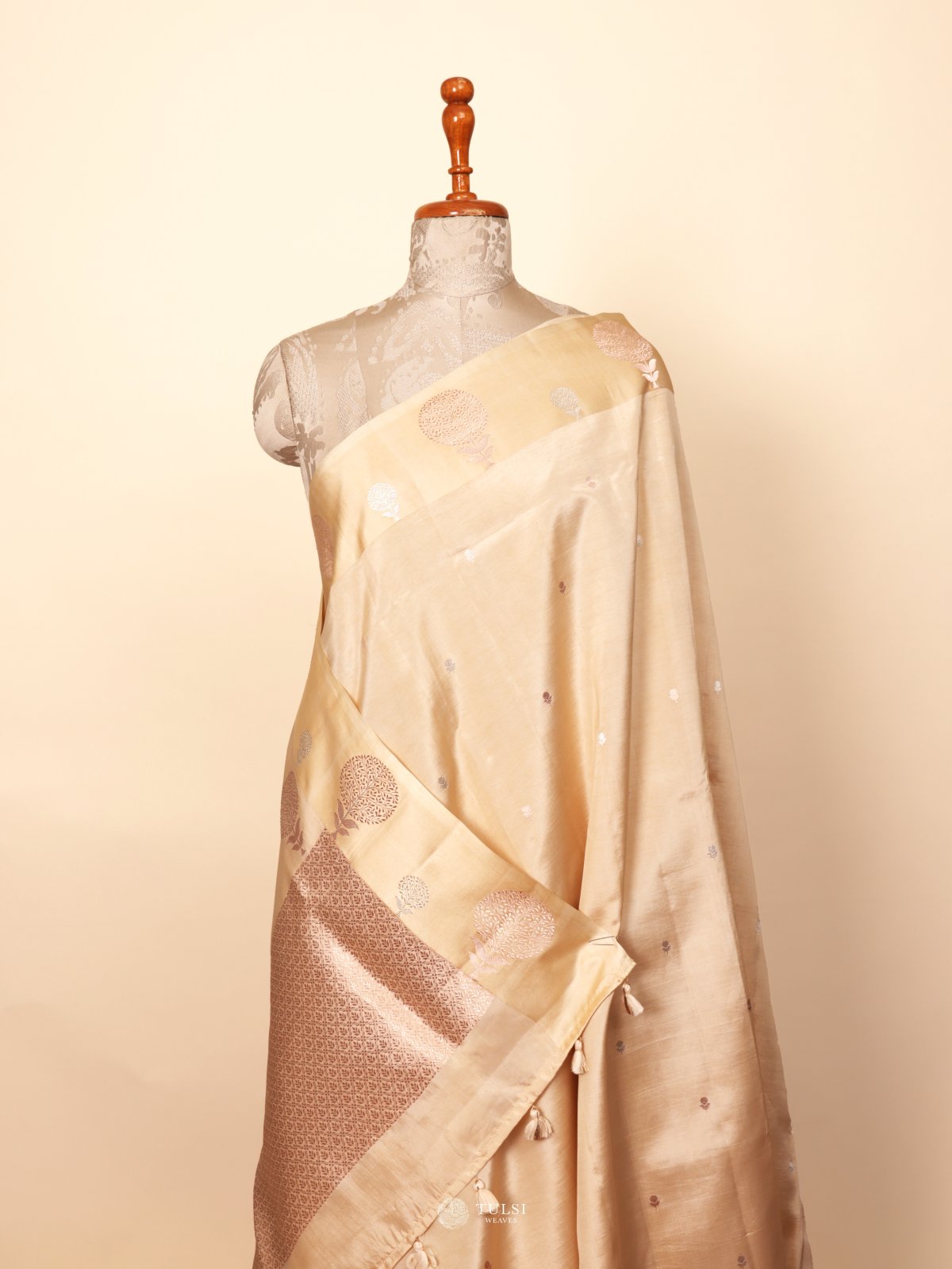 Off White Mashru Silk Saree 
