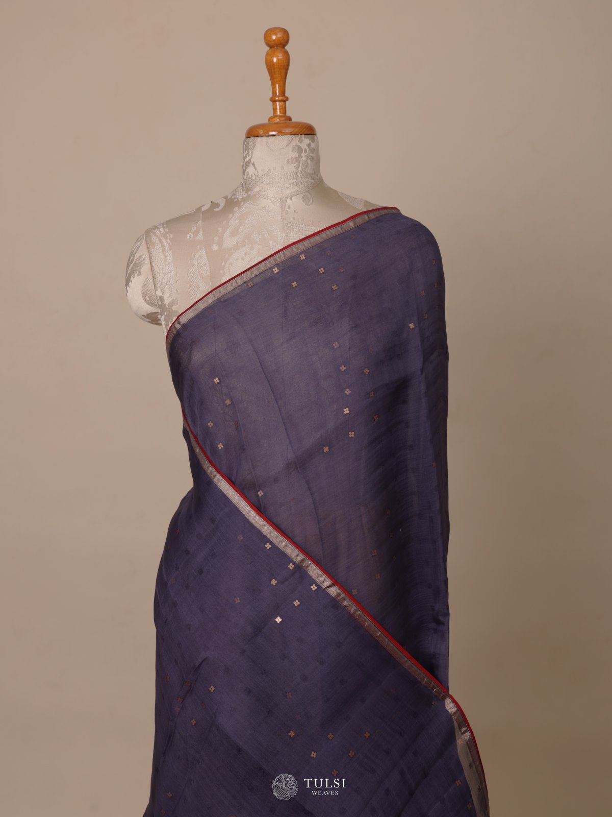 Navy Blue Organza Saree with Kalamkari Blouse