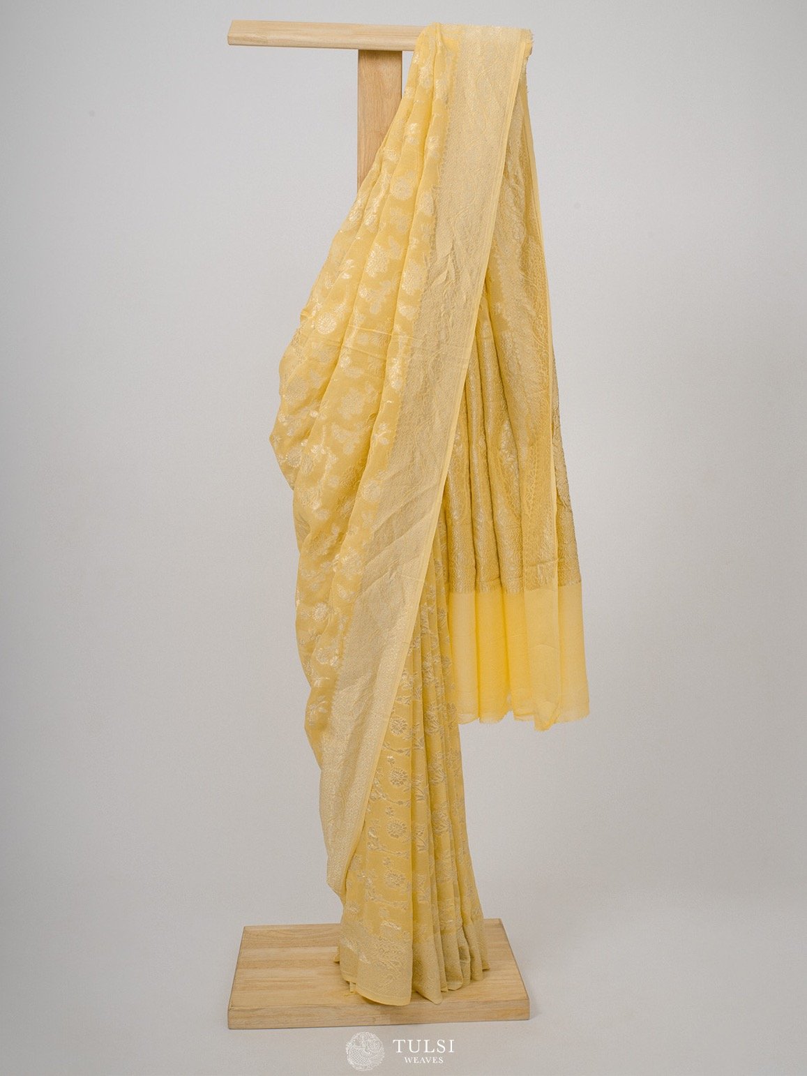 Yellow Banarasi Georgette Silk Saree