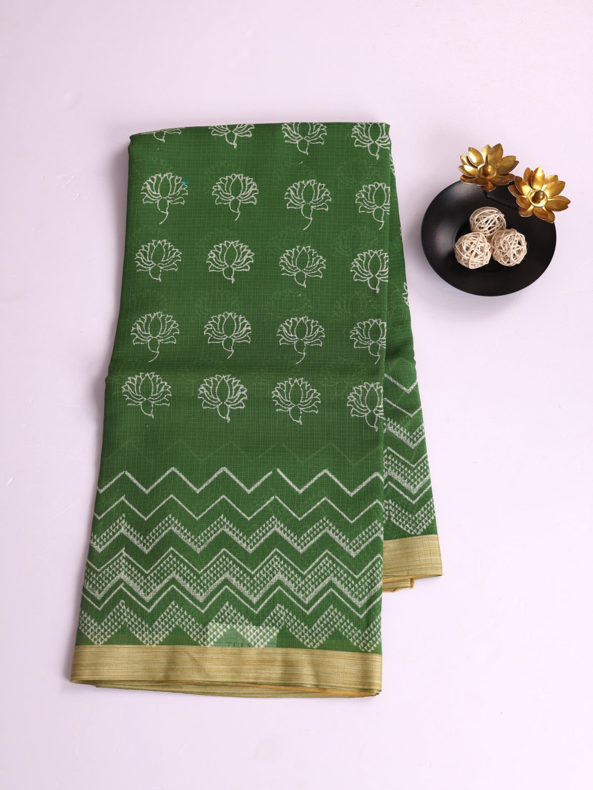 Green Printed Kota Cotton Saree