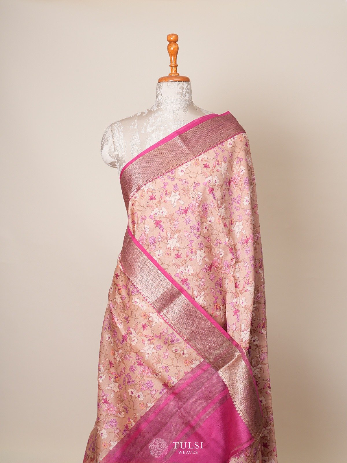 Dusty Peach Chaniya Silk Saree