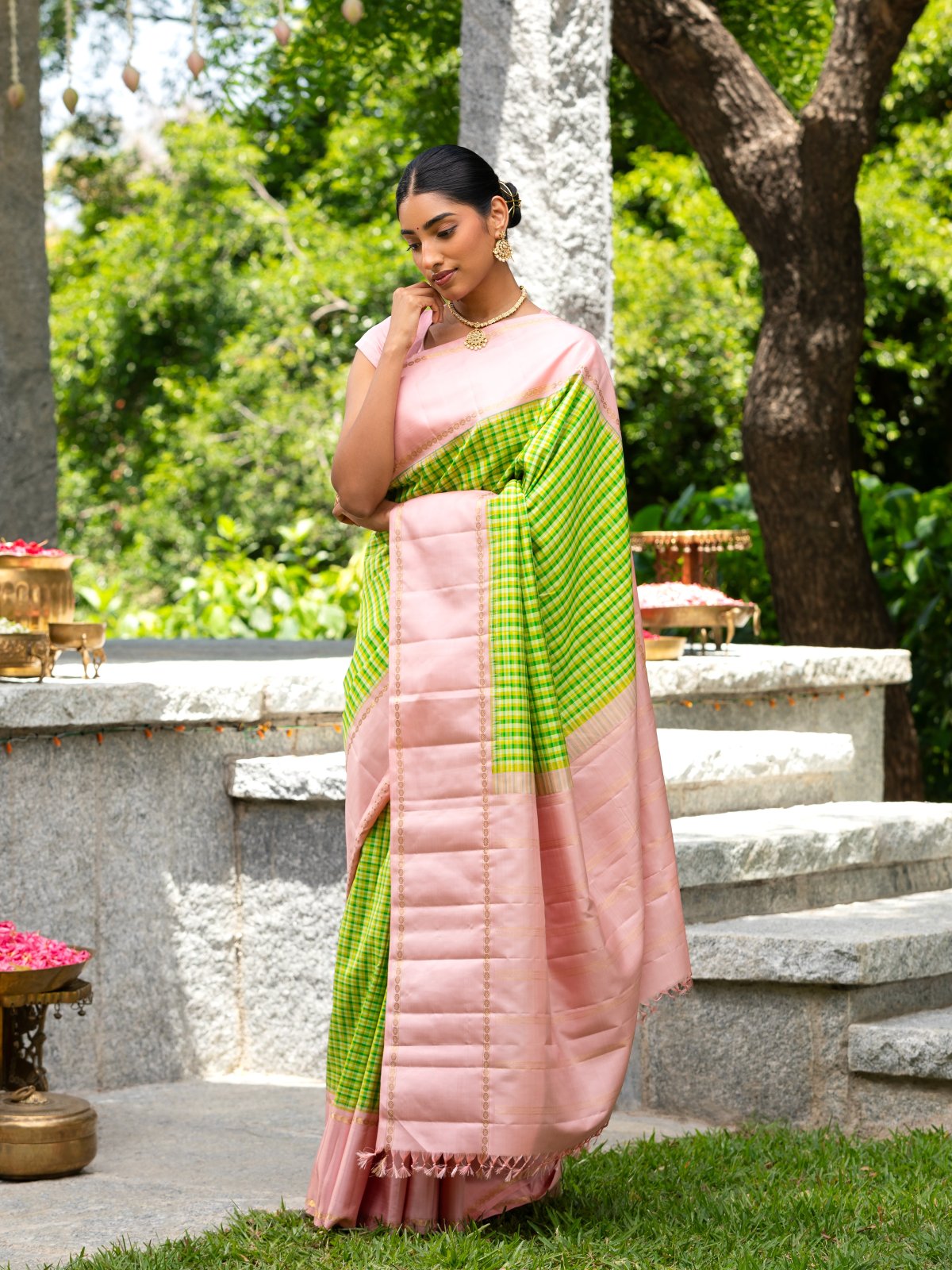 Multi Color-Checked Kanjeevaram Silk Sarees