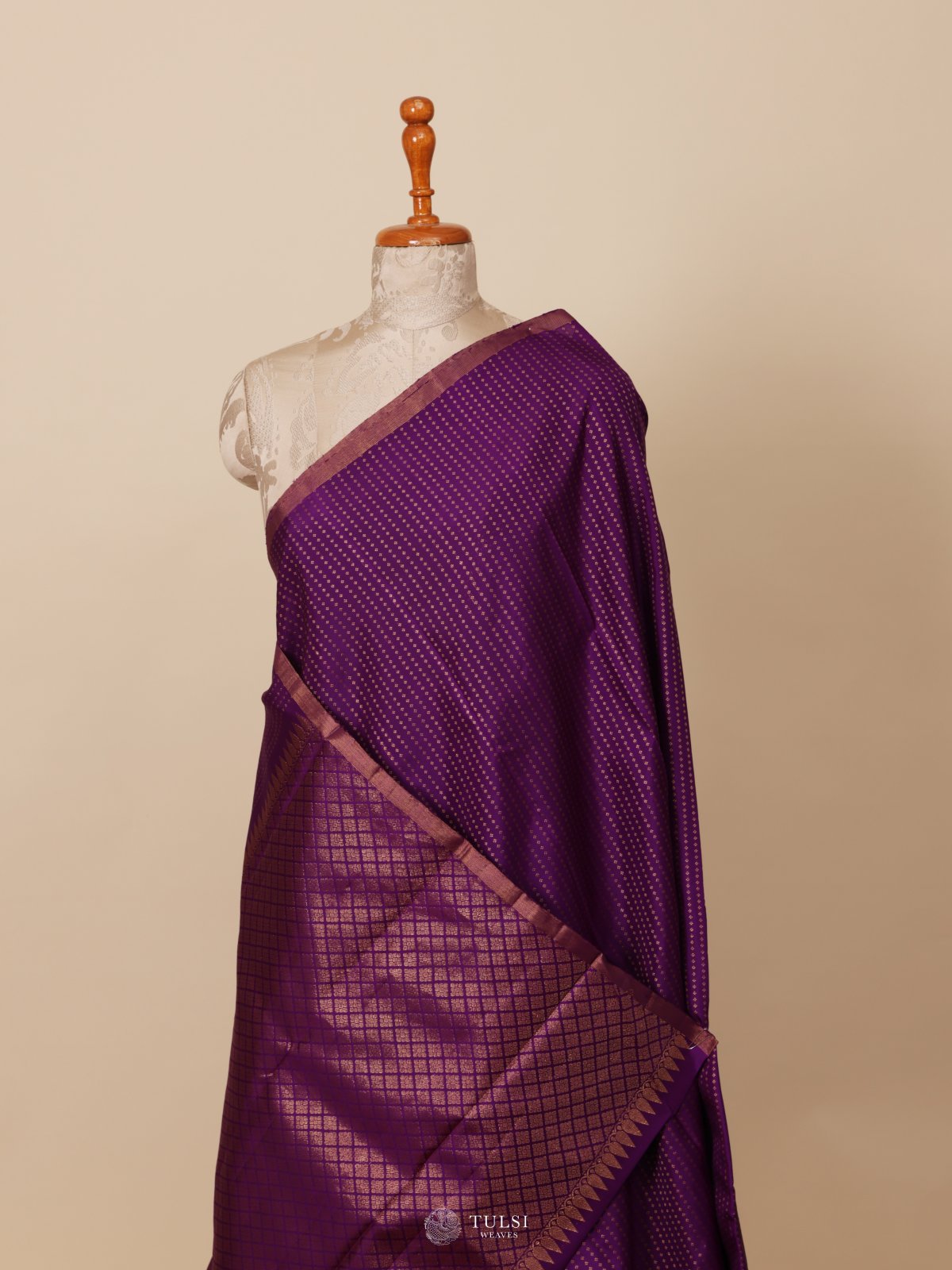 Dark purple Kanjeevaram Silk Saree