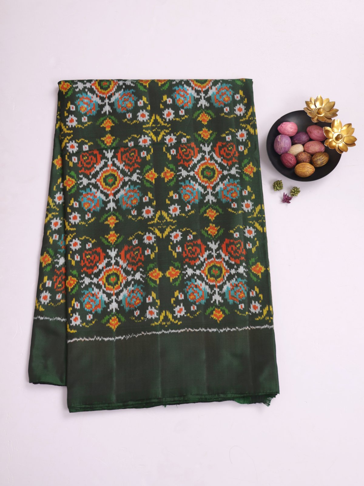 Dark Green Patola Silk Saree
