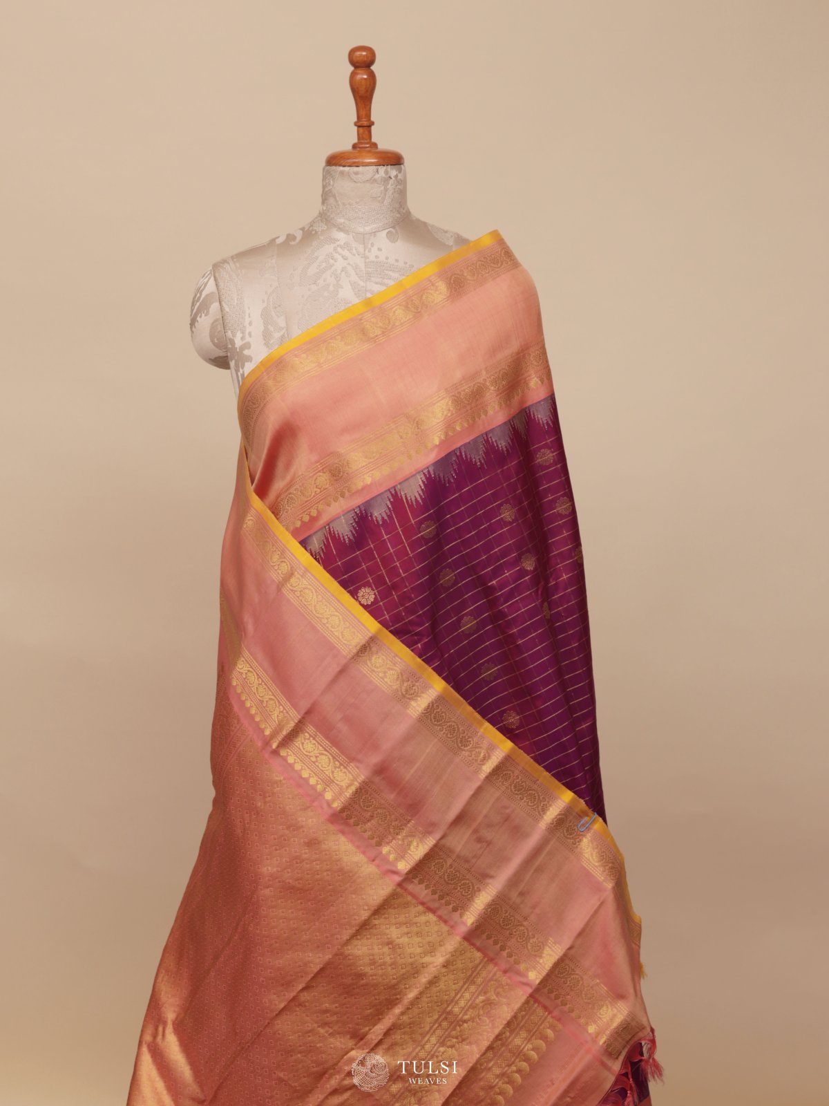 Magenta Gadwal Silk Saree