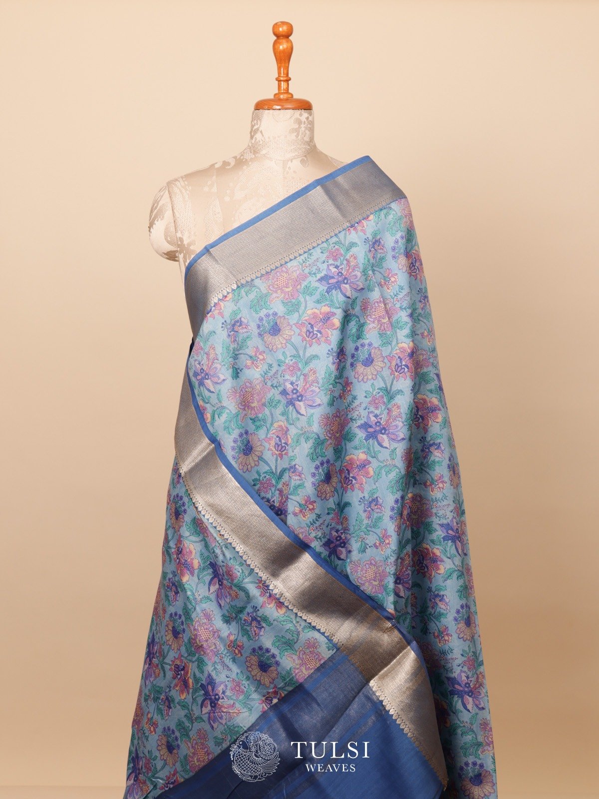 Light Blue Chaniya Silk Saree