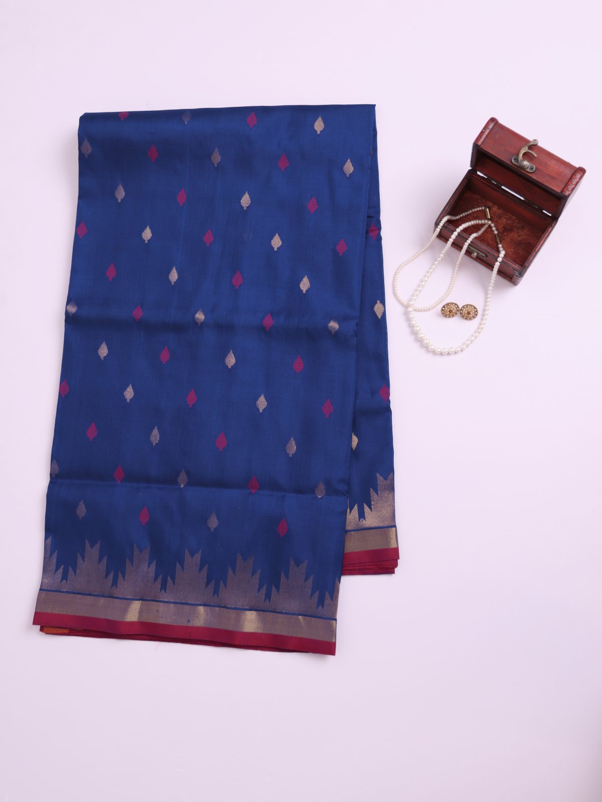 Dark Royal Blue Uppada Silk Saree