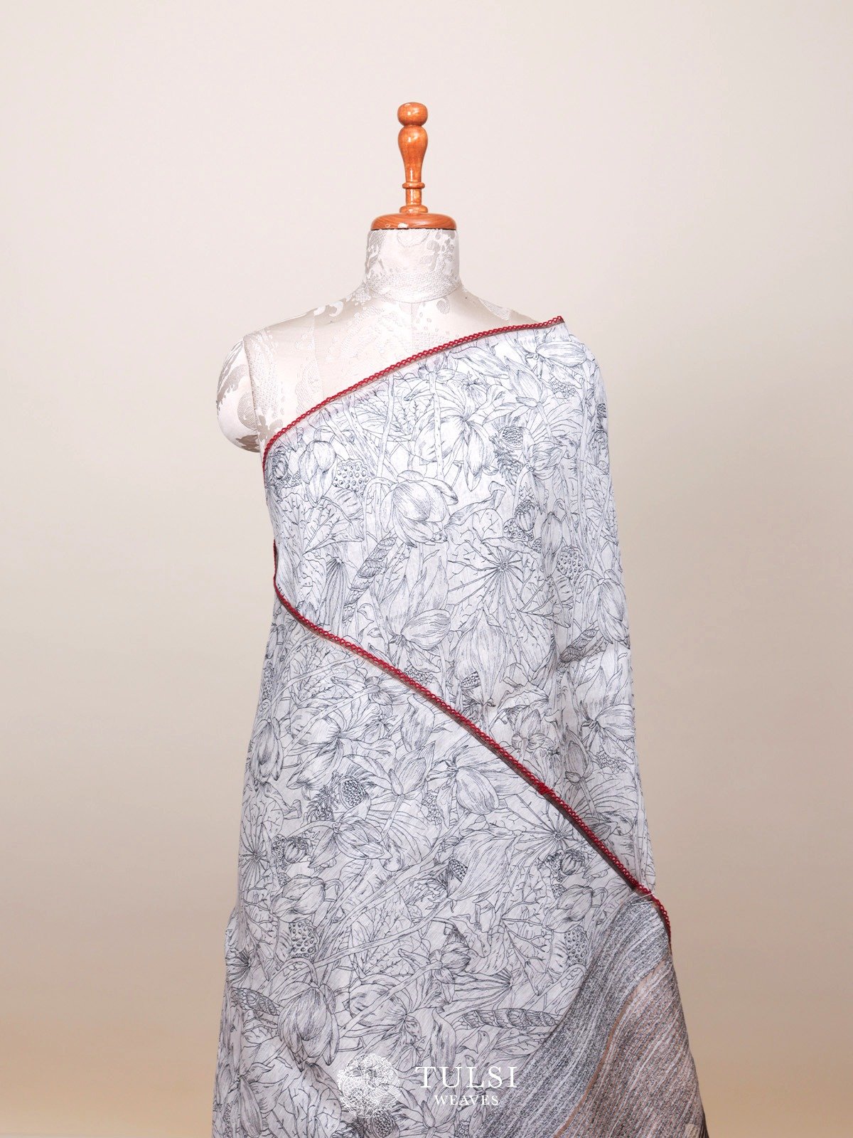 Off-White Linen Saree