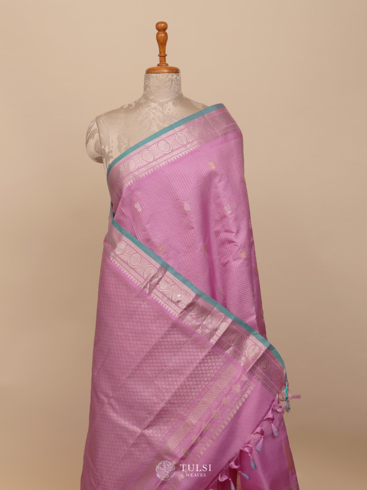 Light Lavender Gadwal Silk Saree