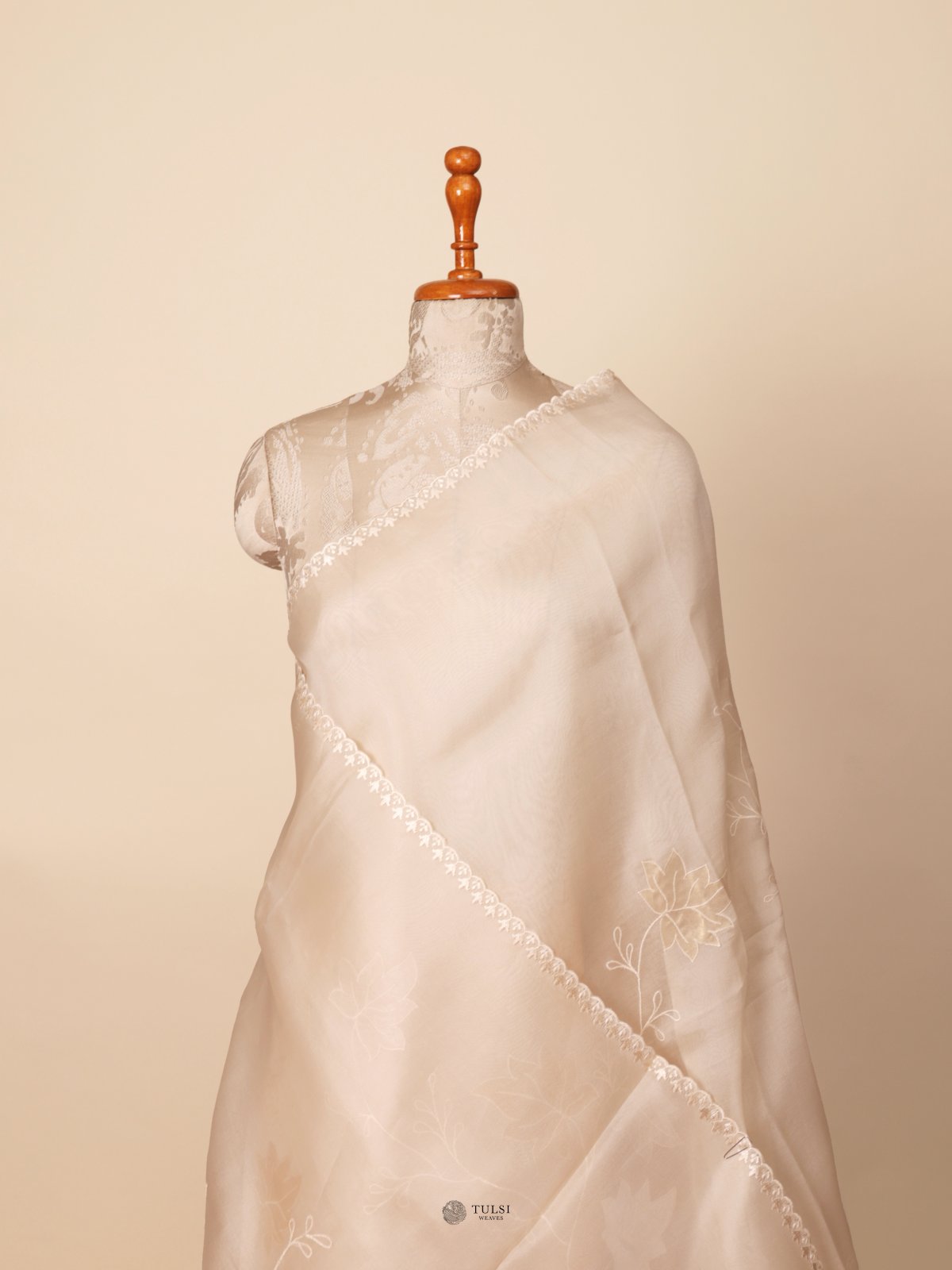 White Organza Embroidery Saree