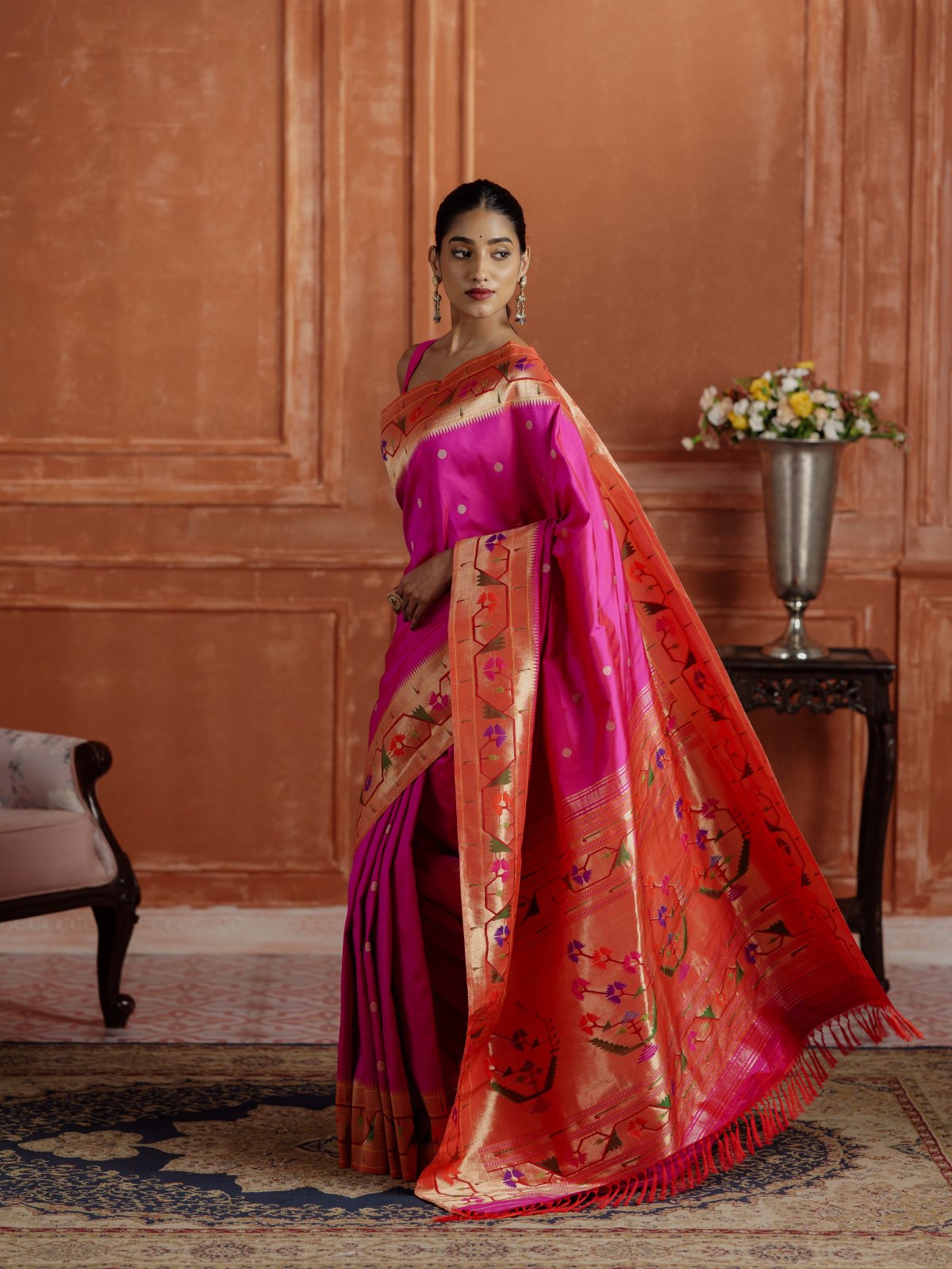 Curated 23 - Magenta Pink Paithani Silk Saree
