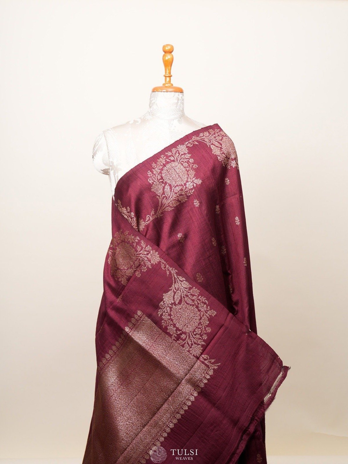 Brown Banaras Tussar Silk Saree