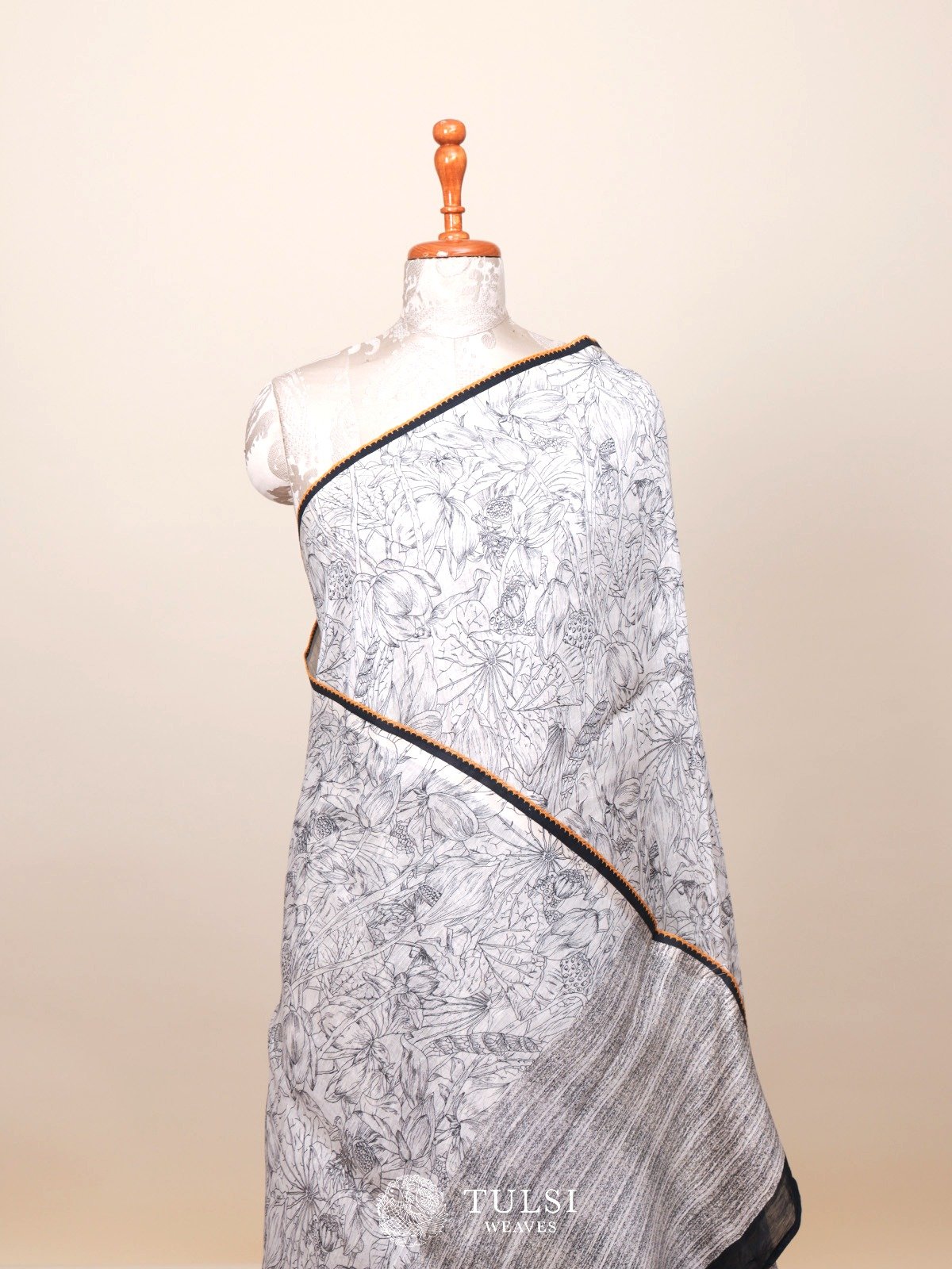 Off-White Linen Saree