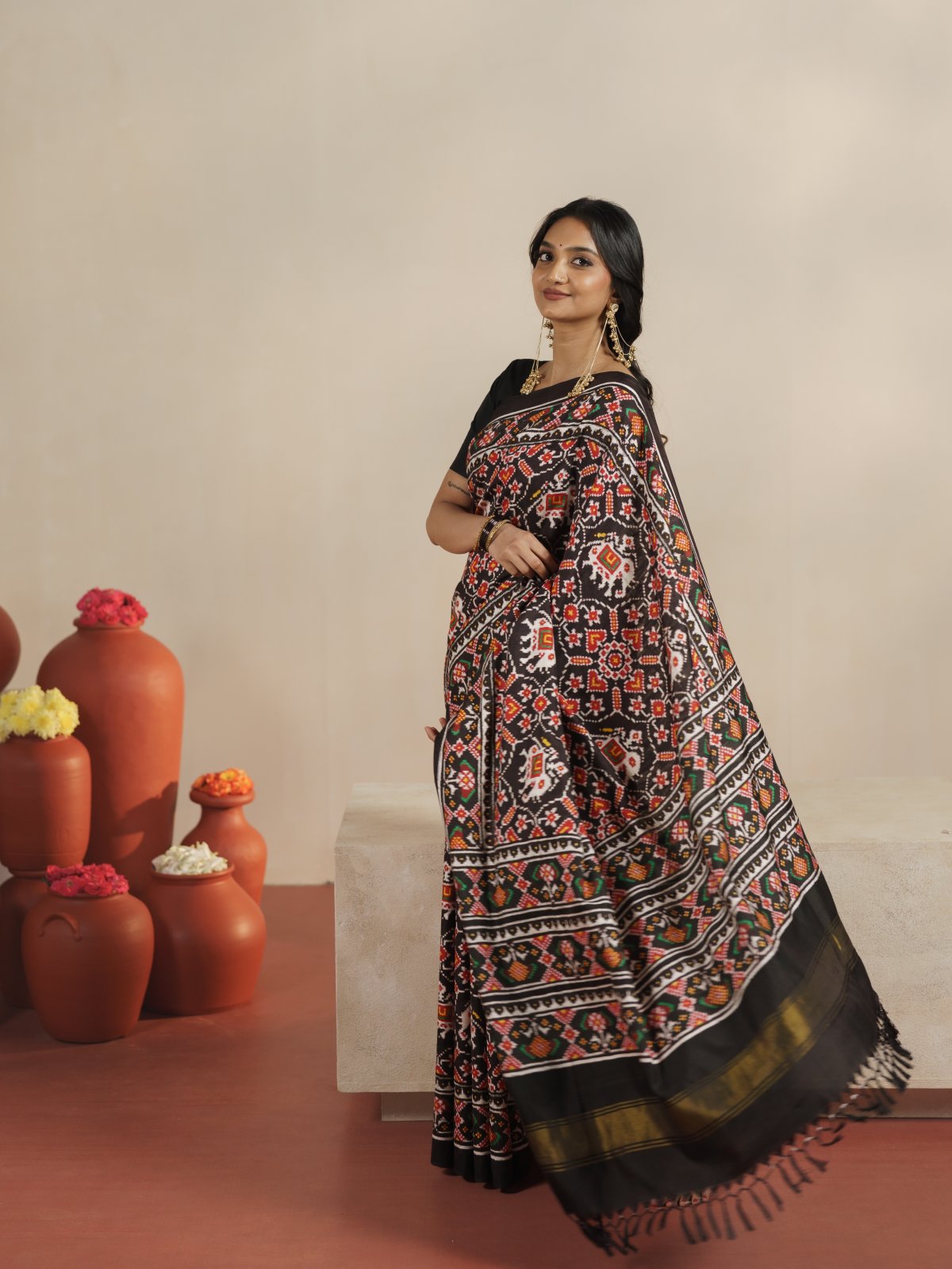 Curated 12 - Black Patan Patola Silk Saree 